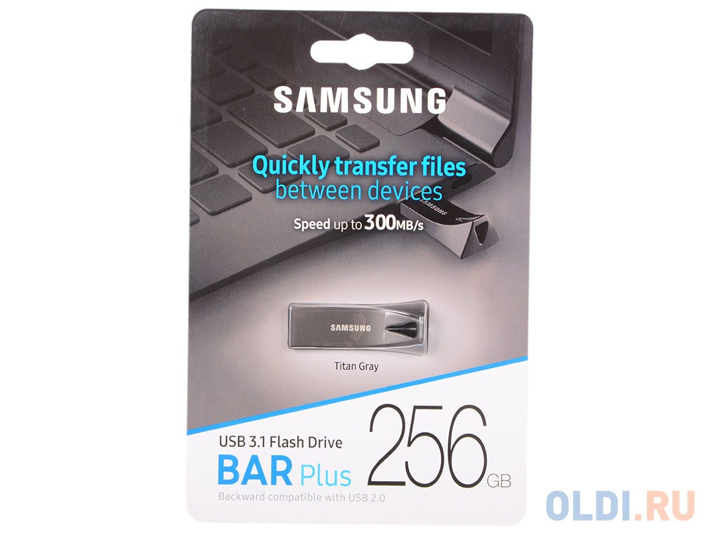 Внешний накопитель 256GB USB Drive <USB 3.1 Samsung BAR Plus (up to 300Mb/s) (MUF-256BE4/APC) фото