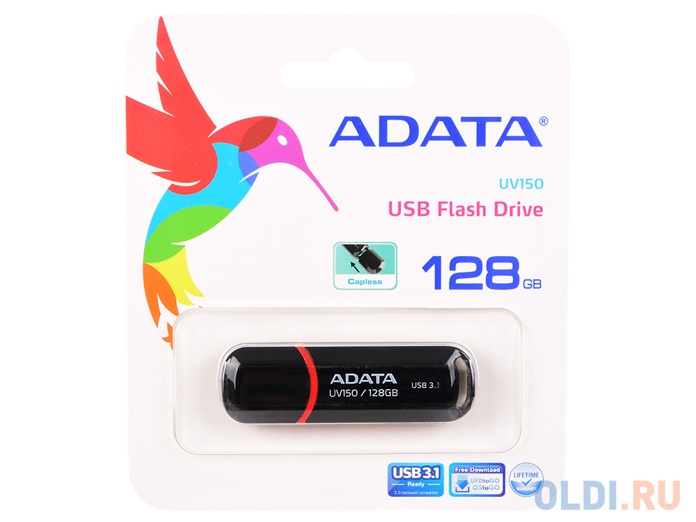 Внешний накопитель 128GB USB Drive ADATA USB 3.1 UV150 черная 90/20 МБ/с AUV150-128G-RBK