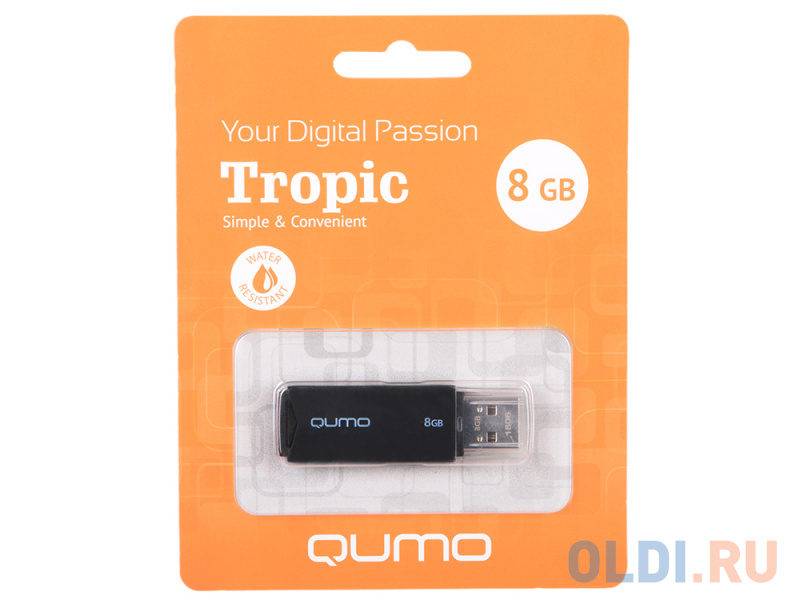 

Флешка USB 8Gb QUMO Tropic USB2.0 черный QM8GUD-TRP-Black