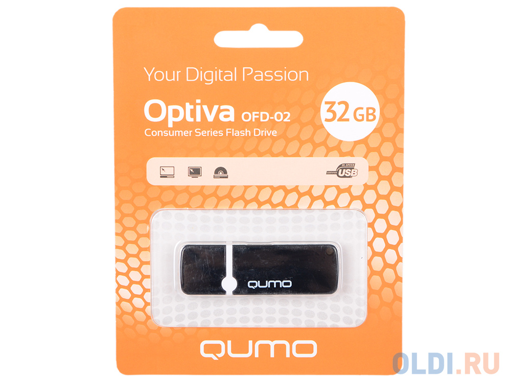 Флешка USB 32Gb QUMO Optiva 02 USB2.0 черный QM32GUD-OP2-black флешка 64gb qumo qm64gud op2 usb 2 0