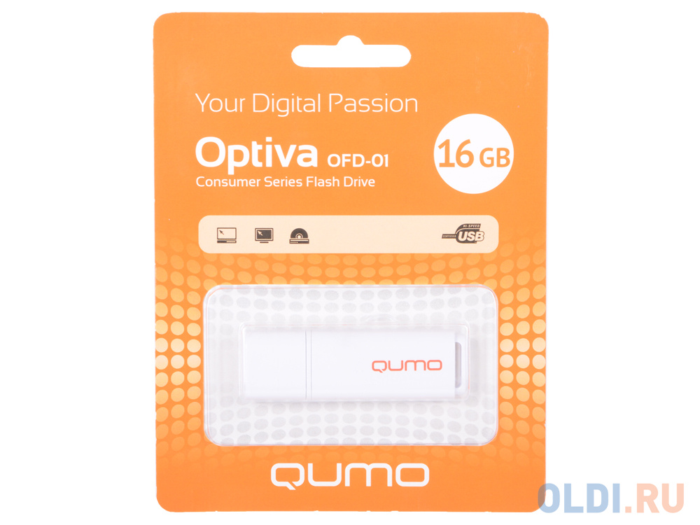 Флешка USB 16Gb QUMO Optiva 01 USB2.0 белый QM16GUD-OP1-white - фото 1