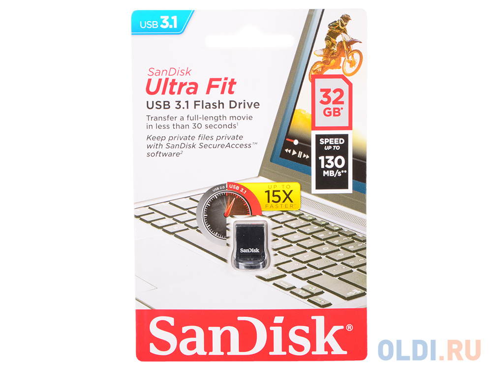 Внешний накопитель USB 32Gb SanDisk Ultra Fit SDCZ430-032G-G46 черный фото