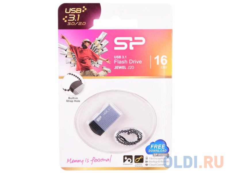 

Внешний накопитель 16GB USB Drive <USB 3.0 Silicon Power Jewel J20 Blue (SP016GBUF3J20V1B)