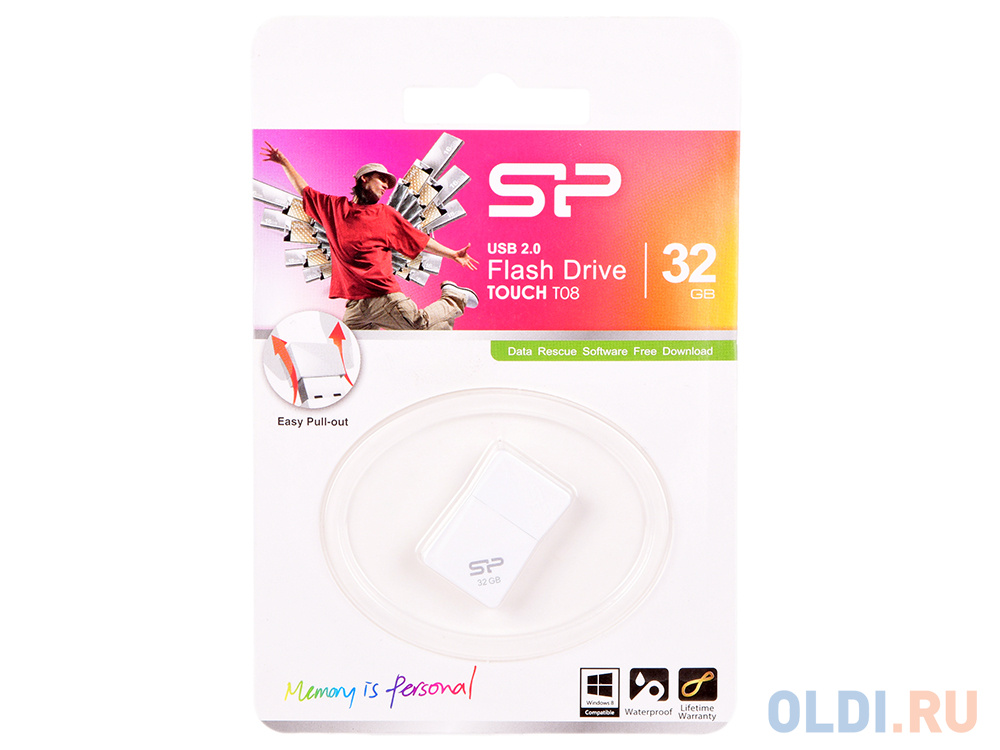 Внешний накопитель 32GB USB Drive <USB 2.0 Silicon Power Touch T08 SP032GBUF2T08V1W белый флешка 32gb mirex swivel usb 2 0 белый 13600 fmuswt32