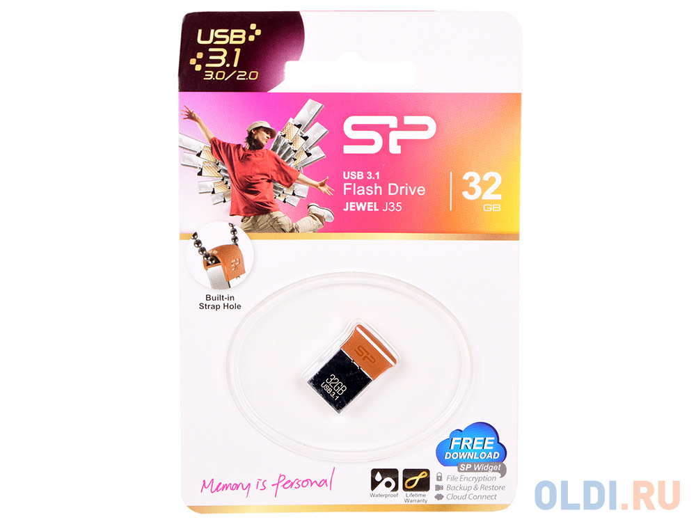 Внешний накопитель 32GB USB Drive <USB3.1 Silicon Power J35 SP032GBUF3J35V1E серебристый/коричневый