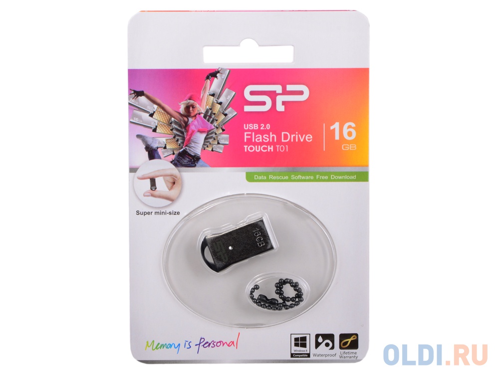 Внешний накопитель 16GB USB Drive <USB 2.0 Silicon Power Touch T01 Black (SP016GBUF2T01V1K)