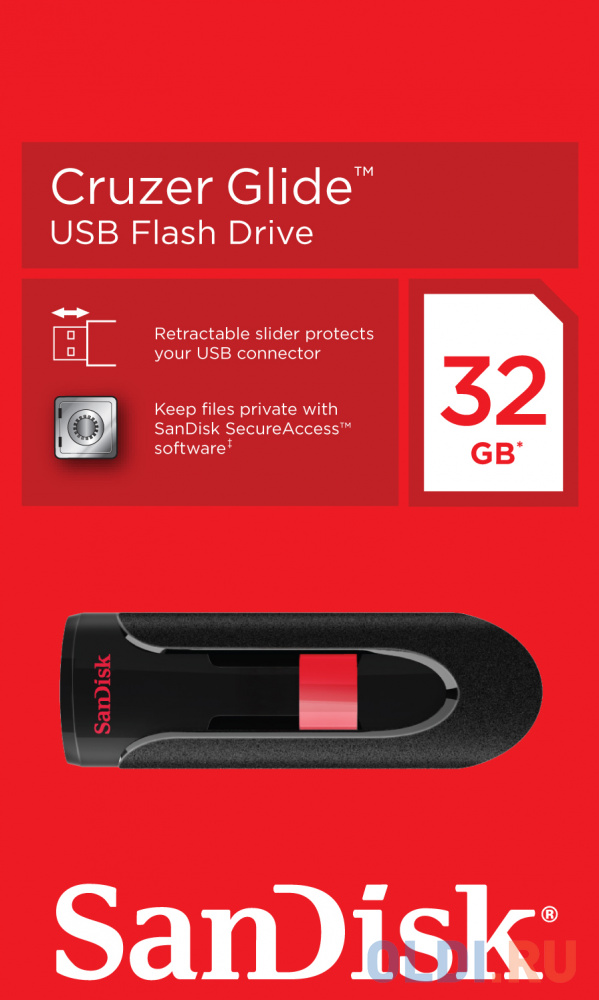 

Внешний накопитель 32GB USB Drive USB 2.0 SanDisk Cruzer Glide (SDCZ60-032G-B35)