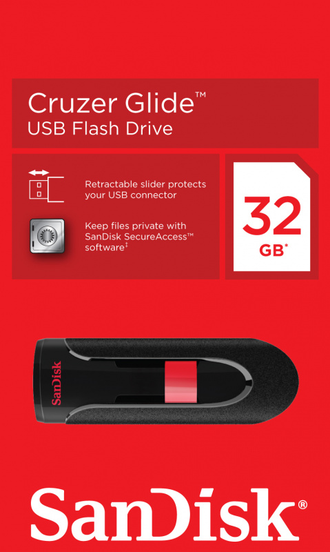 Внешний накопитель 32GB USB Drive  USB 2.0 SanDisk Cruzer Glide (SDCZ60-032G-B35) - фото 2