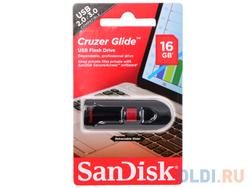 

Внешний накопитель 16GB USB Drive USB 2.0 SanDisk Cruzer Glide (SDCZ60-016G-B35)