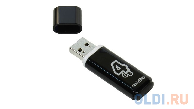 Внешний накопитель 4Gb USB Drive <USB2.0 Smartbuy Glossy series Black (SB4GBGS-K) - фото 1