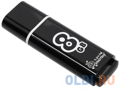 Внешний накопитель 8Gb USB Drive <USB2.0 Smartbuy Glossy series Black (SB8GBGS-K) - фото 2