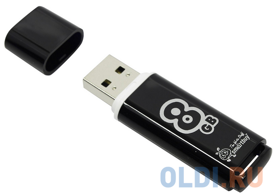 Внешний накопитель 8Gb USB Drive <USB2.0 Smartbuy Glossy series Black (SB8GBGS-K)