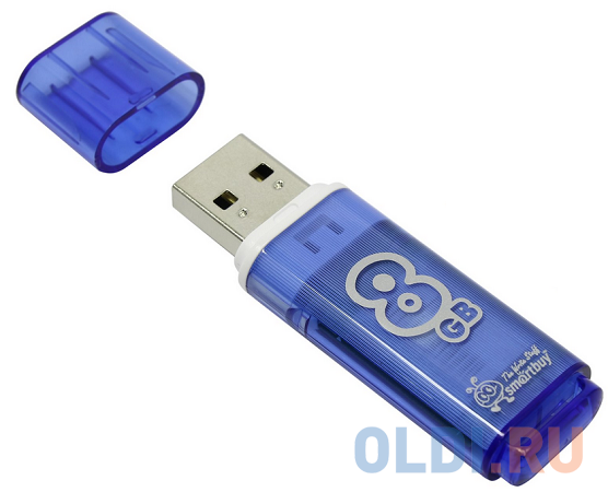 Внешний накопитель 8Gb USB Drive <USB2.0 Smartbuy Glossy series Blue (SB8GBGS-B) - фото 2