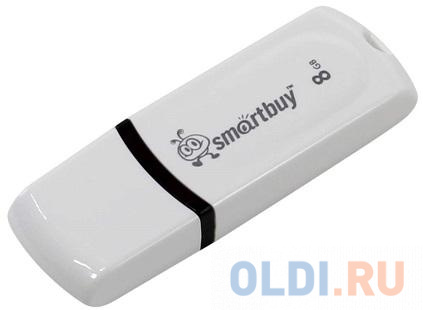 Внешний накопитель 8Gb USB Drive <USB2.0 Smartbuy Paean White (SB8GBPN-W) - фото 1