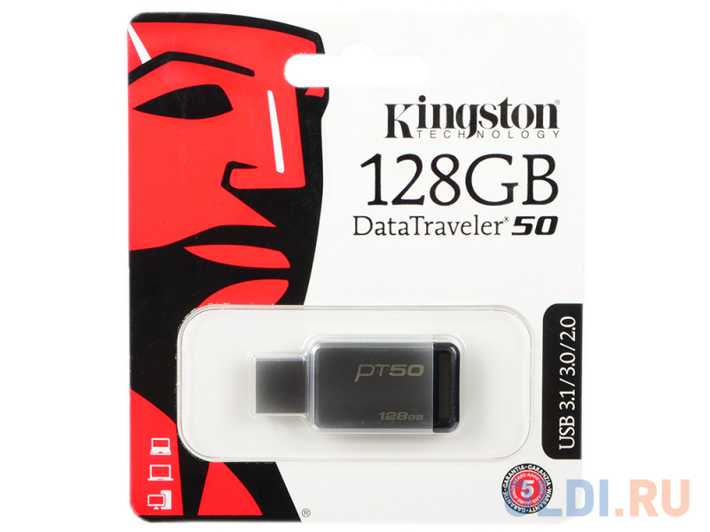 

Флешка USB 128Gb Kingston DataTraveler 50 DT50/128GB серебристо-черный