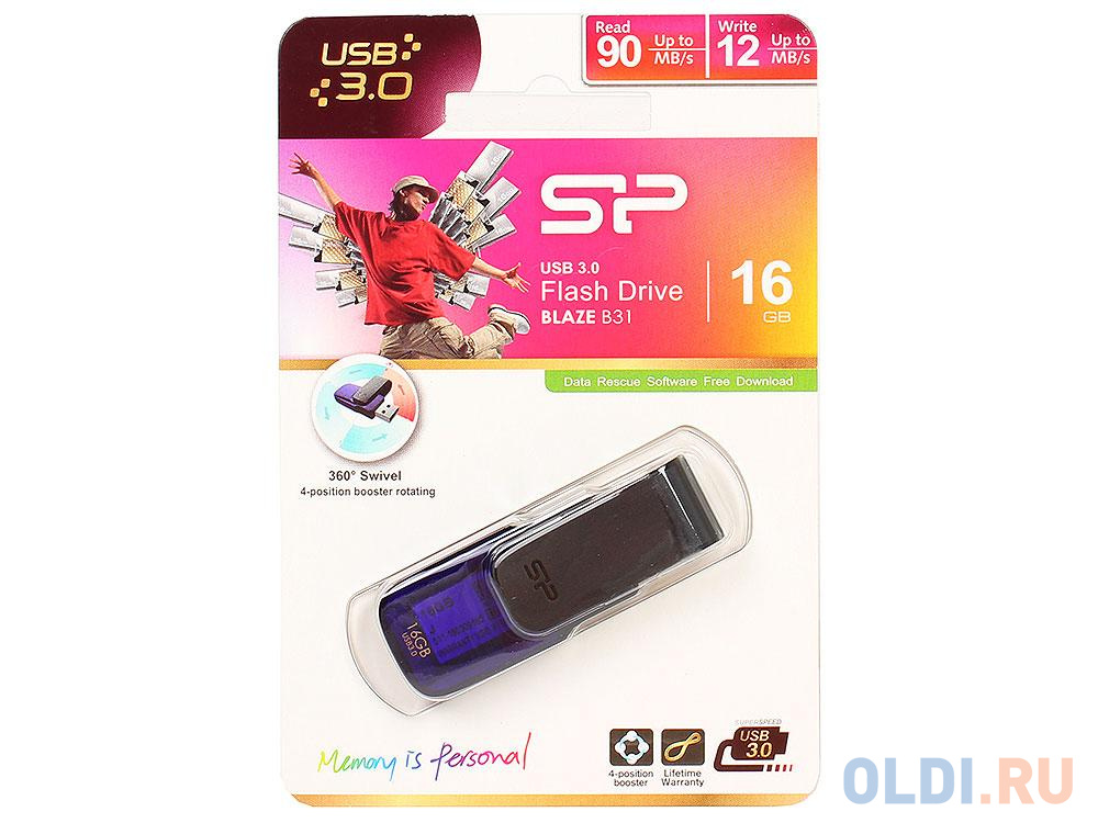 Внешний накопитель 16GB USB Drive <USB 3.0> Silicon Power Blaze B31 Purple (SP016GBUF3B31V1U)
