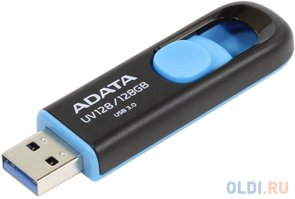 Внешний накопитель 128GB USB Drive ADATA USB 3.1 UV128 черно-синяя выдвижная AUV128-128G-RBE - фото 2