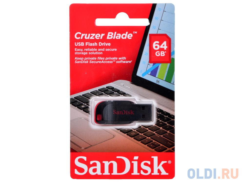 Внешний накопитель 64GB USB Drive <USB 2.0 SanDisk Cruzer Blade (SDCZ50-064G-B35) - фото 2