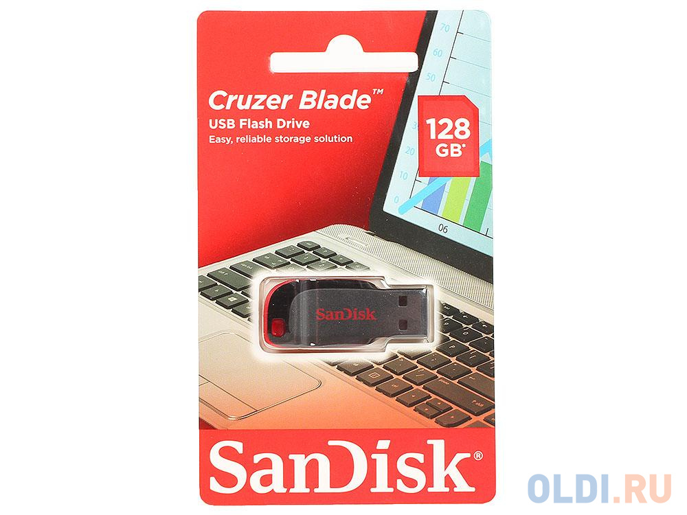 Внешний накопитель 128GB USB Drive <USB 2.0> SanDisk Blade (SDCZ50-128G-B35) флешка 128gb sandisk ultra dual drive go sdddc3 128g g46 usb c 3 2 gen1