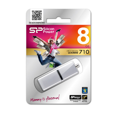 Внешний накопитель 8GB USB Drive  USB 2.0  Silicon Power LuxMini 710 Silver (SP008GBUF2710V1S) - фото 1