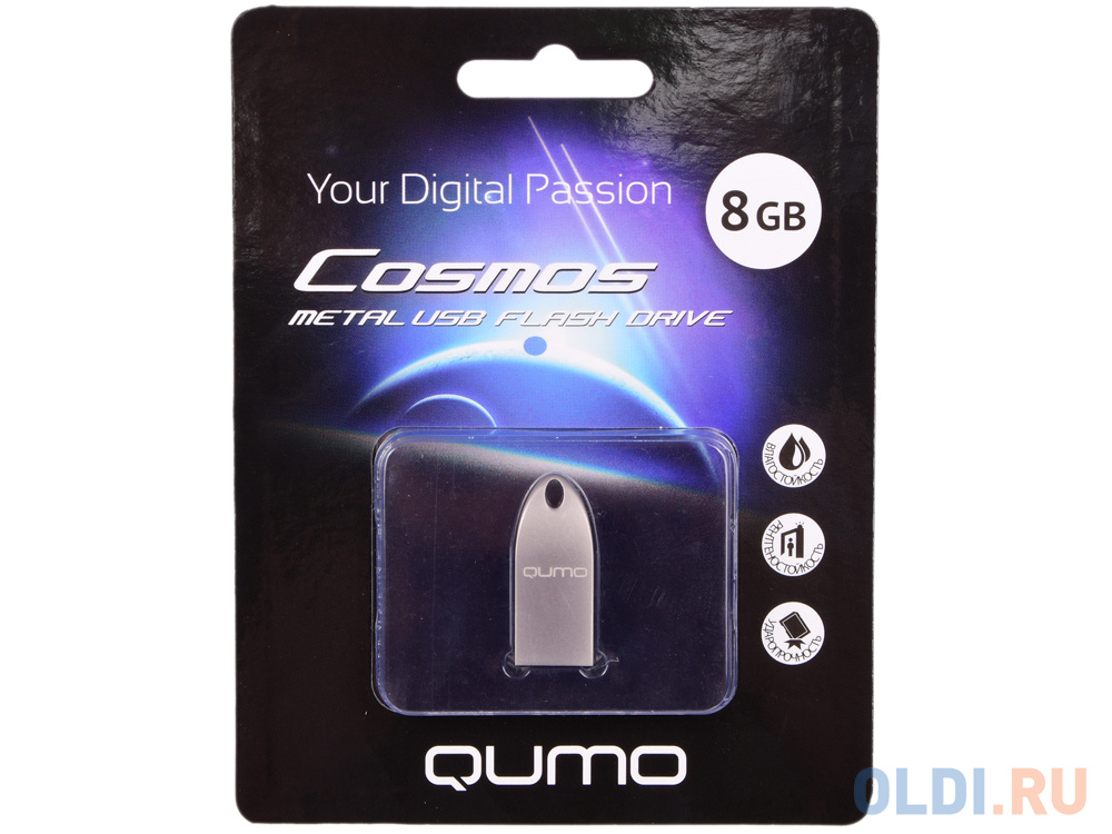 Внешний накопитель 8GB USB Drive <USB 2.0> Qumo Cosmos цвет корпуса Silver Cosmos QM8GUD-Cos - фото 1