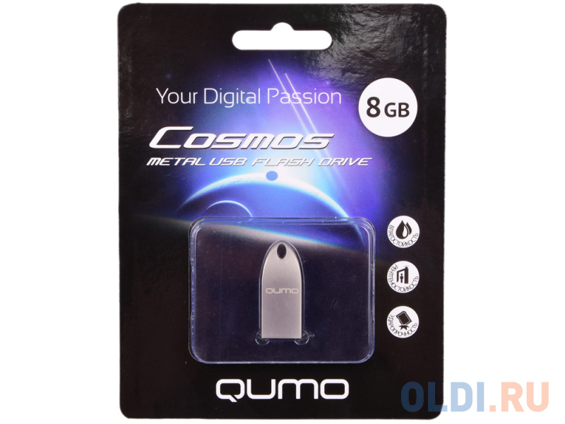 Внешний накопитель 8GB USB Drive  Qumo Cosmos цвет корпуса Silver