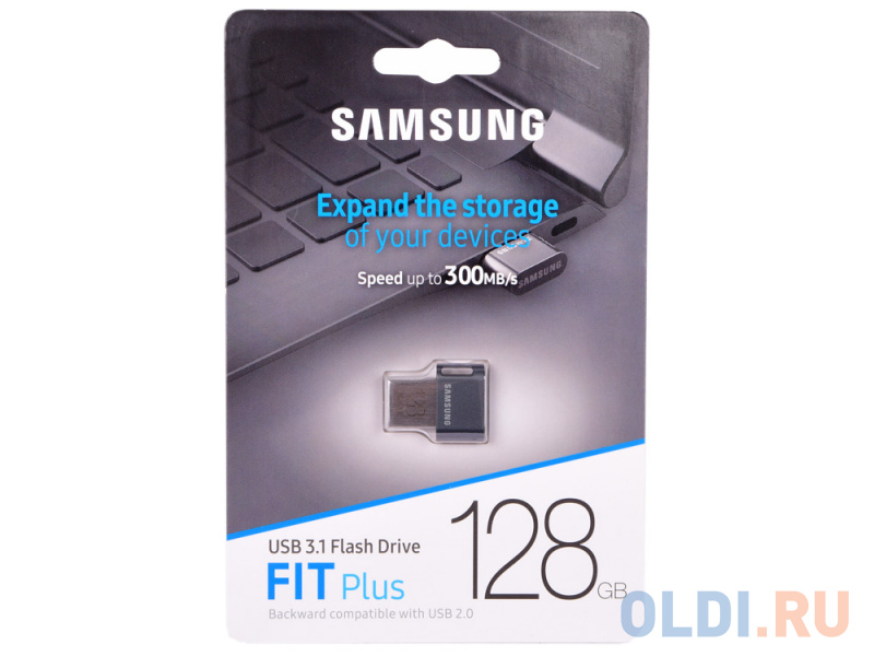 Внешний накопитель 128GB USB Drive <USB 3.1 Samsung FIT Plus (up to 300Mb/s) (MUF-128AB/APC) внешний накопитель 256gb usb drive usb 3 1 samsung bar plus up to 300mb s muf 256be4 apc