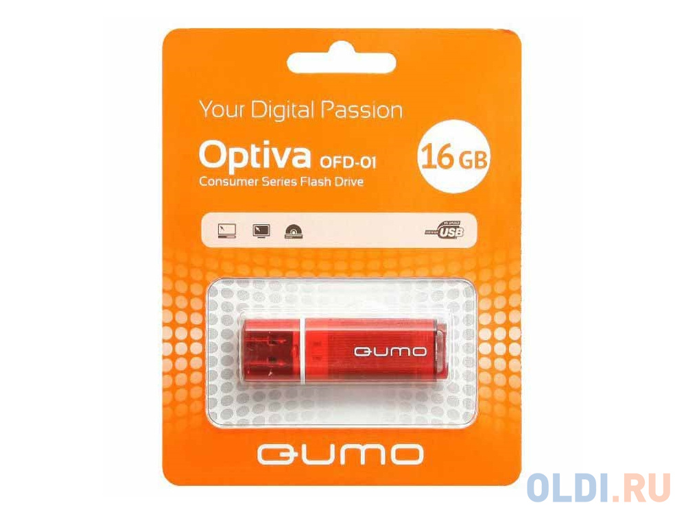 Флешка 16Gb QUMO QM16GUD-OP1-red USB 2.0 красный - фото 1