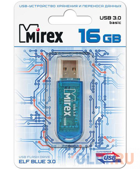 Флеш накопитель 16GB Mirex Elf, USB 3.0, Синий