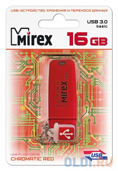 Флешка 16Gb Mirex Chromatic USB 3.0 красный 13600-FM3СHR16 флешка 64gb mirex city usb 2 0 желтый 13600 fmucyl64