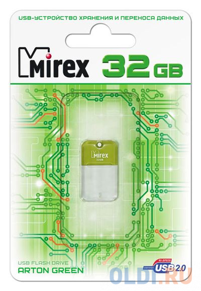 Флеш накопитель 32GB Mirex Arton, USB 2.0, Зеленый от OLDI