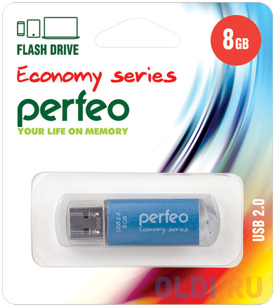Perfeo USB Drive 8GB E01 Blue PF-E01N008ES - фото 2