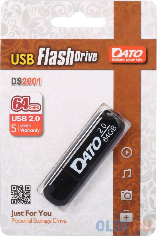 

Флешка 64Gb Dato DS2001-64G USB 2.0 черный