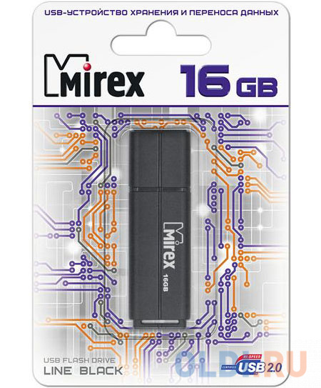 Флеш накопитель 16GB Mirex Line, USB 2.0, Черный