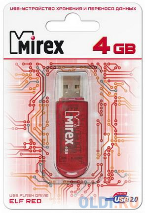 Флешка USB 4Gb Mirex Elf 13600-FMURDE04 красный