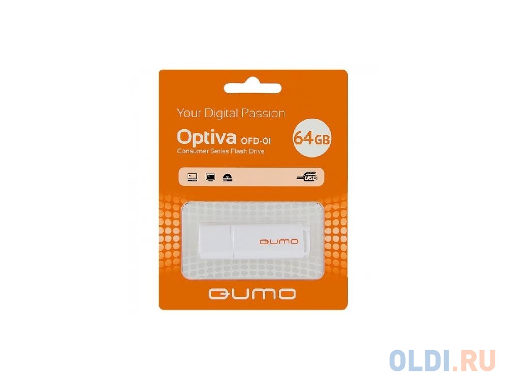 Флешка 64Gb QUMO QM64GUD-OP1-white USB 2.0 белый