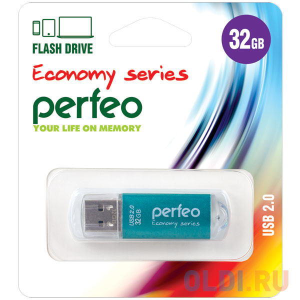 

Флешка 32Gb Perfeo E01 USB 2.0 зеленый PF-E01G032ES