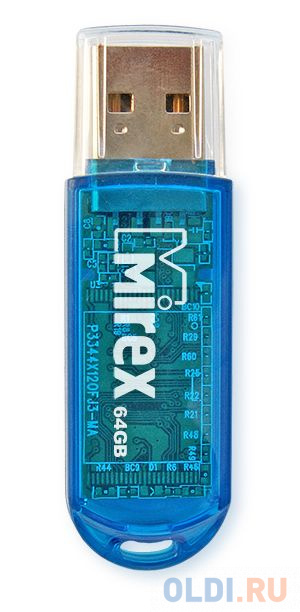 Флеш накопитель 64GB Mirex Elf, USB 2.0, Синий флеш накопитель 32gb mirex line usb 2 0