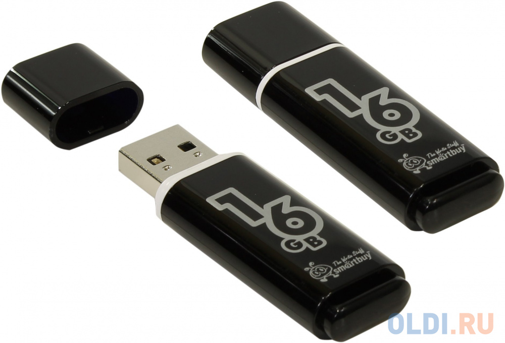 Флешка 16Gb Smart Buy Glossy USB 2.0 USB 2.0 черный SB16GBGS-K - фото 1