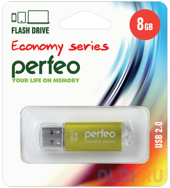 

Флешка 8Gb Perfeo E01 USB 2.0 золотистый PF-E01Gl008ES