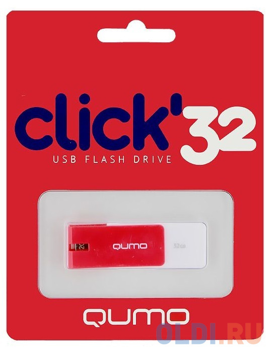 

Флешка USB 32Gb QUMO Click USB2.0 бело-красный QM32GUD-CLK-Crimson