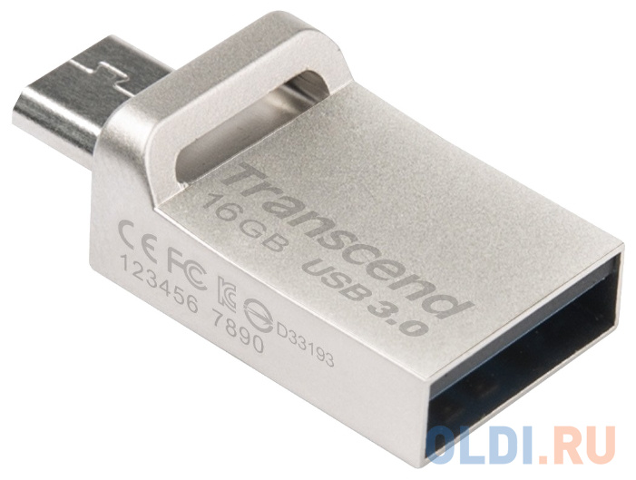 

Флешка 16Gb Transcend Jetflash 880 TS16GJF880S USB 3.0 microUSB серебристый