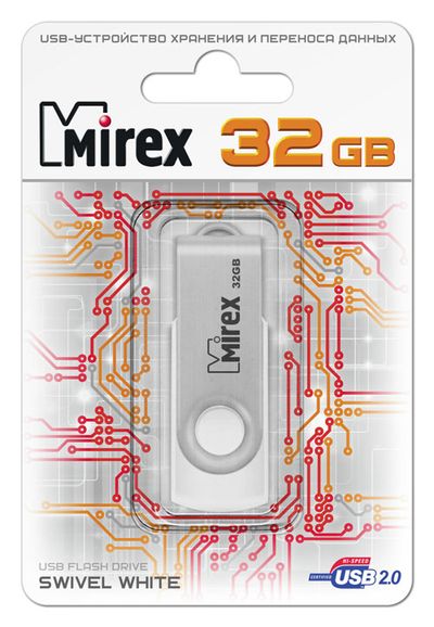 Флешка 32Gb Mirex Swivel USB 2.0 белый 13600-FMUSWT32 флешка 32gb netac u185 usb 3 0 белый