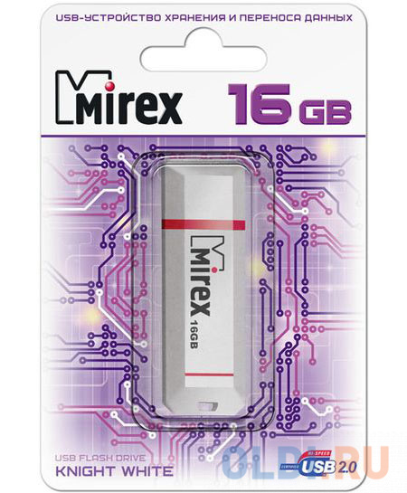 Флеш накопитель 16GB Mirex Knight, USB 2.0, Белый
