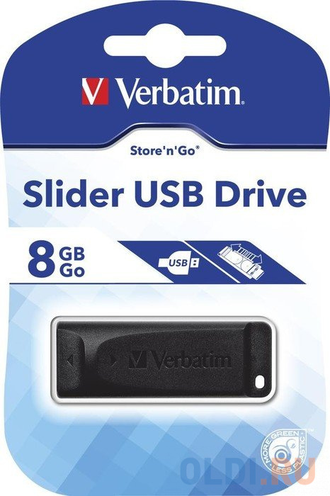 

Флешка USB 8Gb Verbatim Store n Go Slider 98695 USB2.0 черный