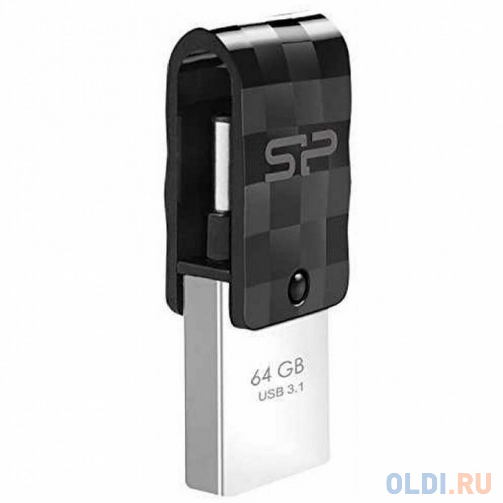 Флеш накопитель 64Gb Silicon Power Mobile C31, OTG, USB 3.1/Type-C, Черный