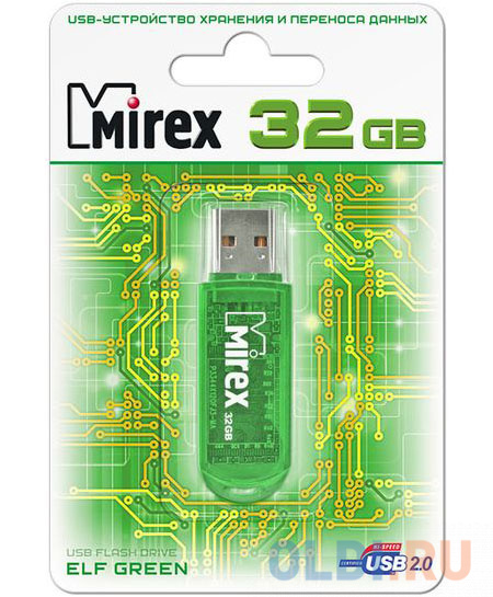 Флешка 32Gb Mirex Elf USB 2.0 зеленый флешка 512gb acer up300 512g gr usb 3 0 зеленый