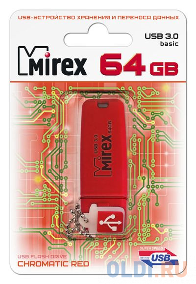 Флешка 64Gb Mirex Chromatic USB 3.0 красный 13600-FM3СHR64 флешка 64gb mirex city usb 2 0 желтый 13600 fmucyl64