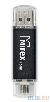 Флеш накопитель 16GB Mirex Smart, OTG, USB 2.0/MicroUSB, Черный флеш накопитель 16gb mirex mario usb 2 0