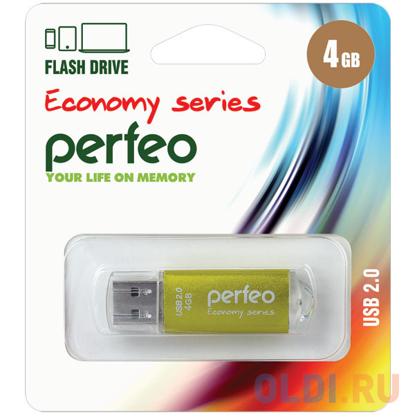 

Флешка 4Gb Perfeo E01 USB 2.0 золотистый PF-E01Gl004ES